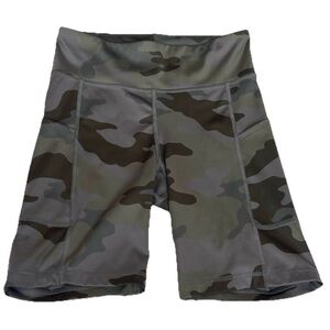 Aerie Camouflage Camo Athletic Biker Shorts Pockets Green Medium Stretchy M